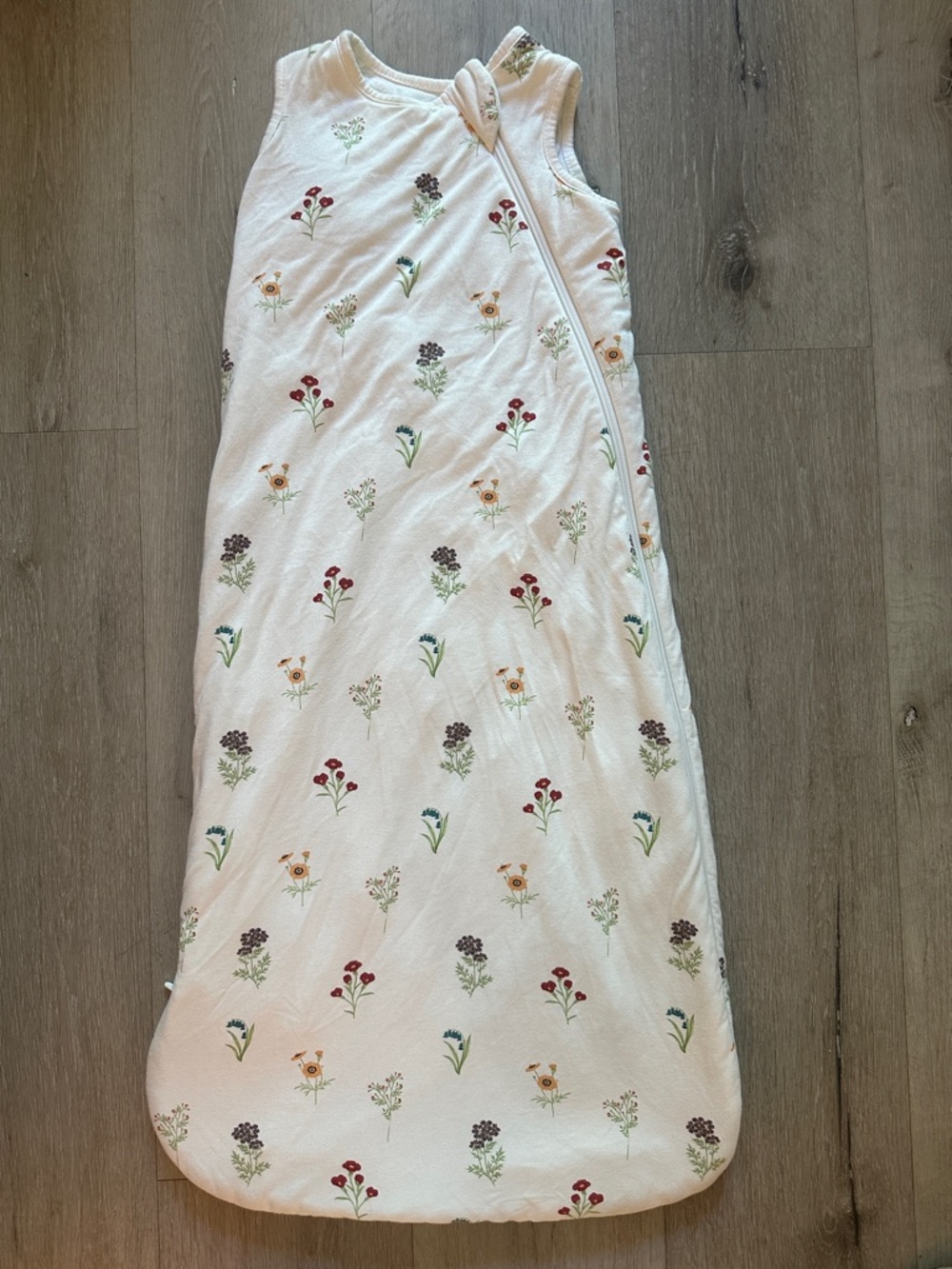 Kyte Baby Floral Cotton Baby Sleep Sack - White with Multicolor Flowers